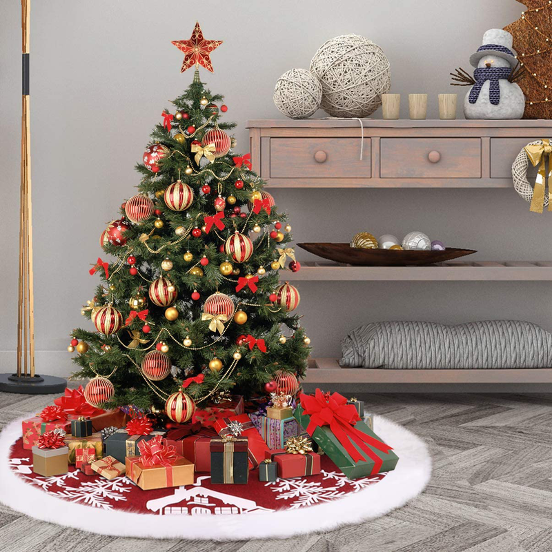 Garneck 48inch Christmas Tree Skirt,Faux Fur Xmas Tree Mat,Thick Luxury Tree Skirt Base,Tree Holiday Decorations for Christmas Party Home Decorations Home & Garden > Decor > Seasonal & Holiday Decorations > Christmas Tree Skirts Garneck   