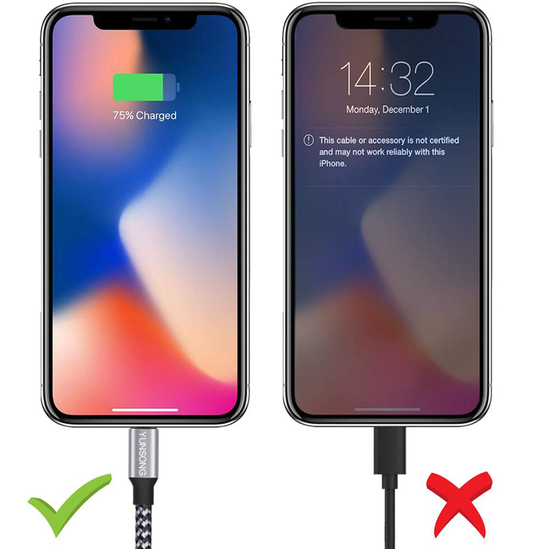 iPhone Charger, YUNSONG 3Pack 6FT Nylon Braided Lightning Cable Fast Charging High Speed Data Sync USB Cord Compatible with iPhone 12 11 Pro Max XS XR X 8 7 6S 6 Plus SE 5S Electronics > Electronics Accessories > Power > Power Adapters & Chargers YUNSONG   