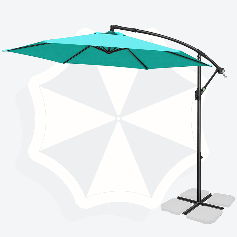 FRUITEAM 10FT Patio Offset Umbrella Cantilever Umbrella, Large Hanging Market Umbrella Large with Crank & Cross Base, Waterproof UV Protection Outdoor Umbrella with Ventilation for Backyard/Garden Home & Garden > Lawn & Garden > Outdoor Living > Outdoor Umbrella & Sunshade Accessories FRUITEAM Turquoise 10FT 
