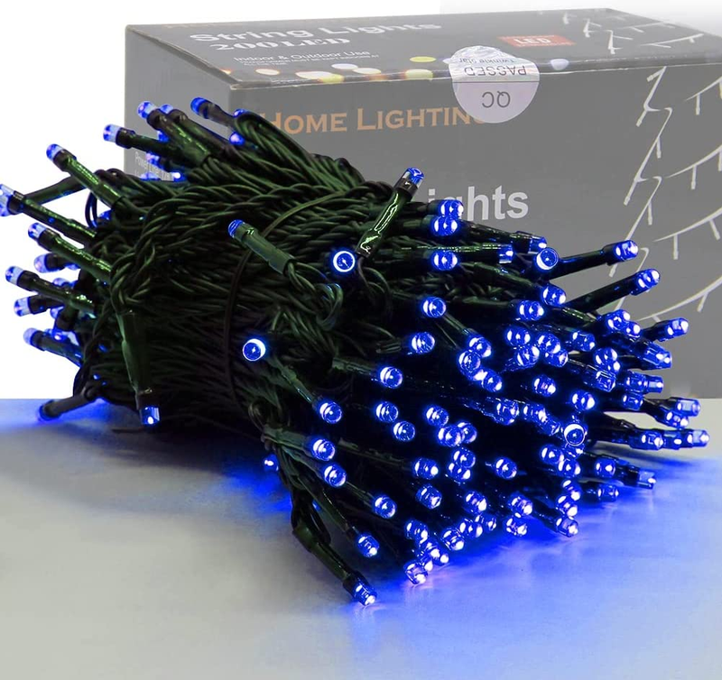 HOME LIGHTING 200 LED 66FT Christmas String Lights, St Patricks Day Fairy Lights with 8 Lighting Modes, String Mini Lights Plug in for Indoor Outdoor Tree Garden Wedding Party Decoration, Green Home & Garden > Lighting > Light Ropes & Strings HOME LIGHTING Blue  