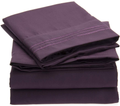 Mellanni Queen Sheet Set - Hotel Luxury 1800 Bedding Sheets & Pillowcases - Extra Soft Cooling Bed Sheets - Deep Pocket up to 16 inch Mattress - Wrinkle, Fade, Stain Resistant - 4 Piece (Queen, White) Home & Garden > Linens & Bedding > Bedding Mellanni Purple King 