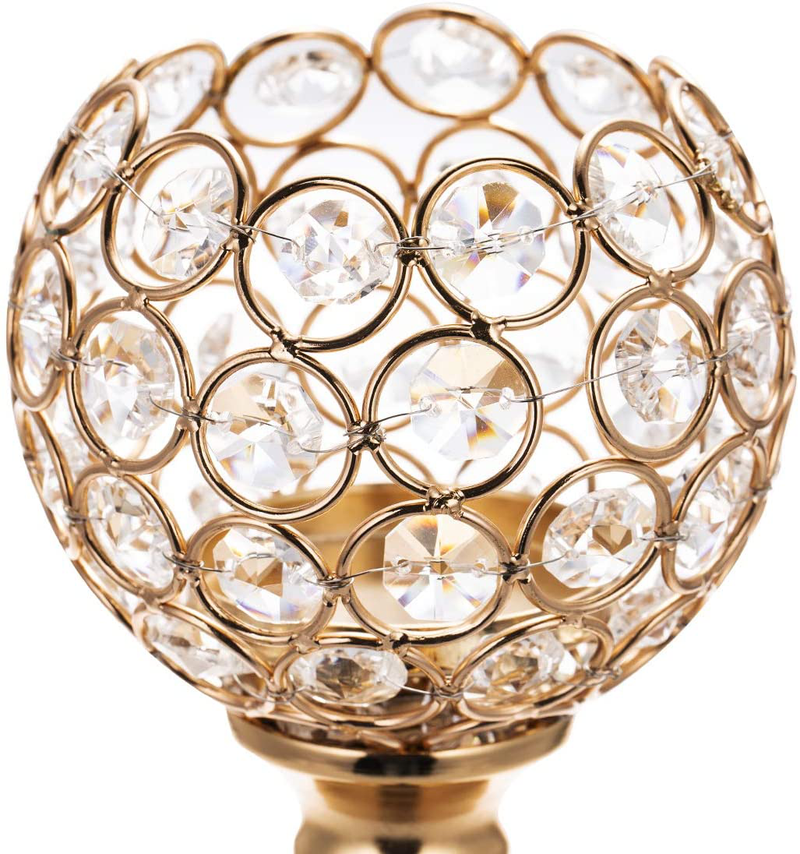 ManChDa Valentines Gift Gold Crystal Spherical Candle Holders Sets of 2 Wedding Table Centerpieces for Birthday Anniversary Celebration Modern Decoration (Large, 15.8") Home & Garden > Decor > Home Fragrance Accessories > Candle Holders ManChDa   
