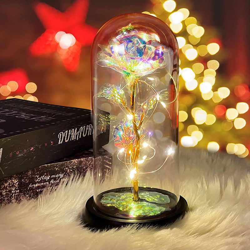 Gifts for Women,Christmas Stocking Stuffers Gifts for Her Mom Gramdma Wife,Unique Colorful Artificial Rose Flower&Led Light Glass Dome Gifts for Xmas Birthday Mother'S Day Valentine'S Day Anniversary Home & Garden > Decor > Seasonal & Holiday Decorations Tmacker   