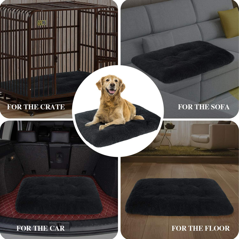 OXS Dog Bed Long Plush Calming Pet Bed, Comfortable Faux Fur Washable Crate Mat with Anti-Slip Backing for Jumbo Large Medium Dogs