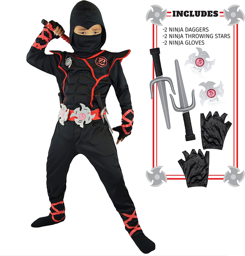 Spooktacular Creations Boys Ninja Deluxe Costume for Kids Apparel & Accessories > Costumes & Accessories > Costumes Spooktacular Creations M 7-9  