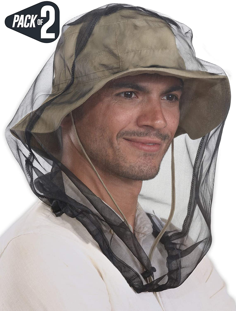 Mosquito Head Net Mesh - Bug Face Netting for Hats - Insect Net Mask Cover from Gnats, No-See-Ums & Midges with Extra Fine Fly Screen Holes - Outdoor Protection/Shield for Men & Women. Chemical Free Sporting Goods > Outdoor Recreation > Camping & Hiking > Mosquito Nets & Insect Screens OutdoorEssentials Black - 2 Pack  