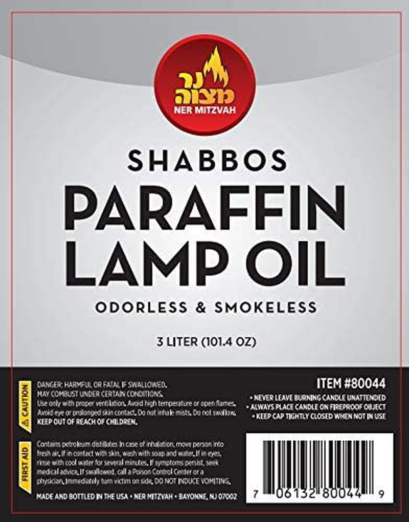Ner Mitzvah Paraffin Lamp Oil - 3 Liter - Clear Smokeless, Odorless, Clean Burning Fuel for Indoor and Outdoor Use - (101.4 oz) Home & Garden > Lighting Accessories > Oil Lamp Fuel Ner Mitzvah   