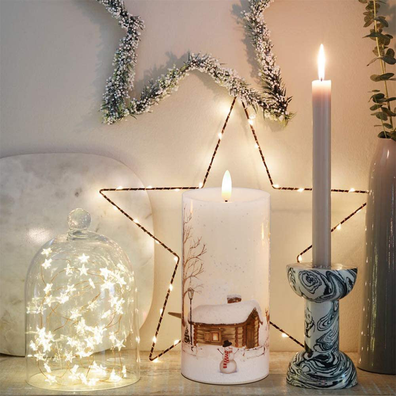 DRomance Christmas Flameless LED Flickering Candles Battery Operated with 10-Key Remote and Timer Realistic 3D Wick White Real Wax Holiday Window Candles(Snowman Decal, 3 x 4, 5, 6 Inches) Home & Garden > Decor > Home Fragrances > Candles DRomance   