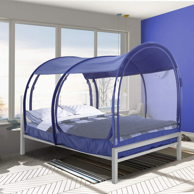 LEEDOR Mosquito Net Bed Tent Canopy Indoor Tent Privacy Bed Fort Dream Tent for Kids or Adult Navy Full 75 X 54 X 47H'' (Mattress Not Included)