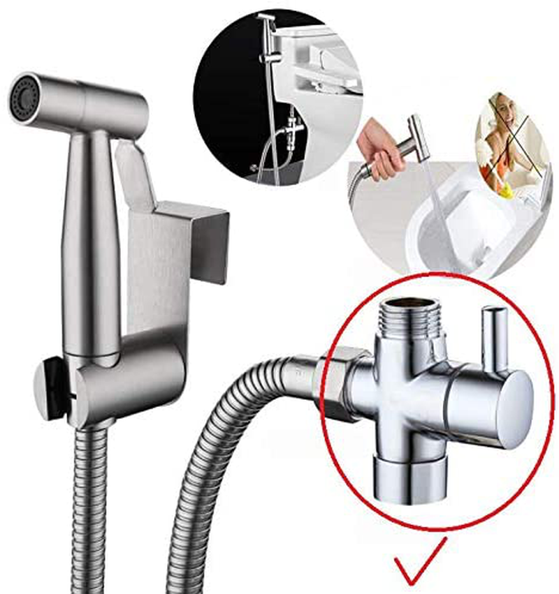 Handheld Bidet Sprayer for Toilet Portable Pet Shower Toilet Water Sprayer Seat Bidet Attachment Bathroom Stainless Steel Spray for Personal Hygiene (Best T-Valve Adapter) Sporting Goods > Outdoor Recreation > Camping & Hiking > Portable Toilets & Showers Fat-Cat   