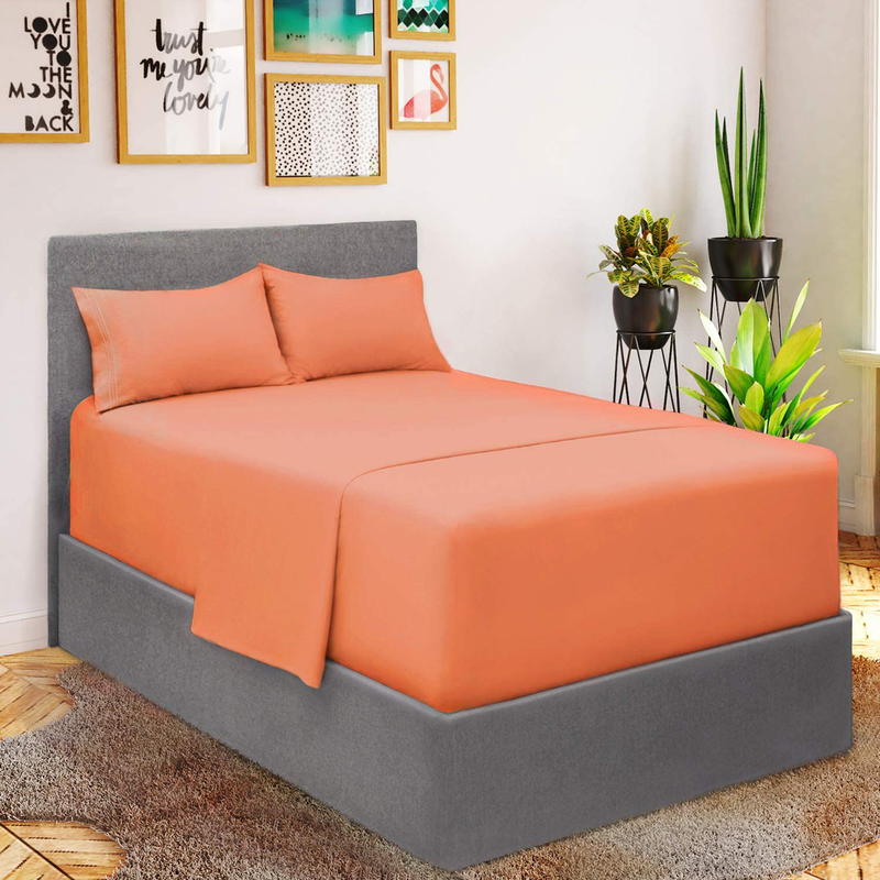 Mellanni Queen Sheet Set - Hotel Luxury 1800 Bedding Sheets & Pillowcases - Extra Soft Cooling Bed Sheets - Deep Pocket up to 16 inch Mattress - Wrinkle, Fade, Stain Resistant - 4 Piece (Queen, White) Home & Garden > Linens & Bedding > Bedding Mellanni Coral EXTRA DEEP pocket - Queen size 