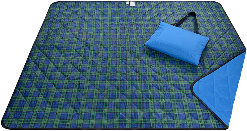 Roebury Beach Blanket Sand Proof & Outdoor Picnic Blanket - Water Resistant, Large Mat for Camping or Travel. Washable, Foldable, Easy Carry Compact Tote Bag Home & Garden > Lawn & Garden > Outdoor Living > Outdoor Blankets > Picnic Blankets Roebury Plaid (Green/Blue)  