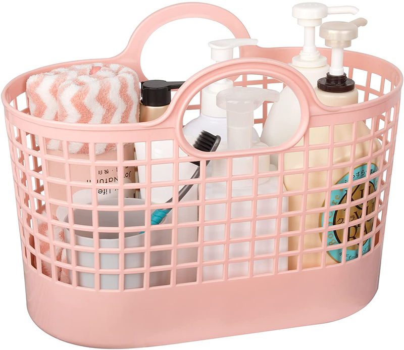 Rejomiik Shower Caddy Basket, Portable Shower Tote, Plastic Organizer Storage Basket with Handle Drainage Toiletry Bag Bin Box for Bathroom, College Dorm Room Essentials, Kitchen, Camp, Gym- Khakis Sporting Goods > Outdoor Recreation > Camping & Hiking > Portable Toilets & Showers rejomiik Pink 1pack-F 