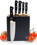 Copper Knife Set , A Knife Set with Sharpener Built-In , Upright 7-Piece Rose Gold Knife Set - Self Sharpening Knife Set With Block, Rose Gold Kitchen Accessories Home & Garden > Kitchen & Dining > Kitchen Tools & Utensils > Kitchen Knives STYLED SETTINGS Gold  
