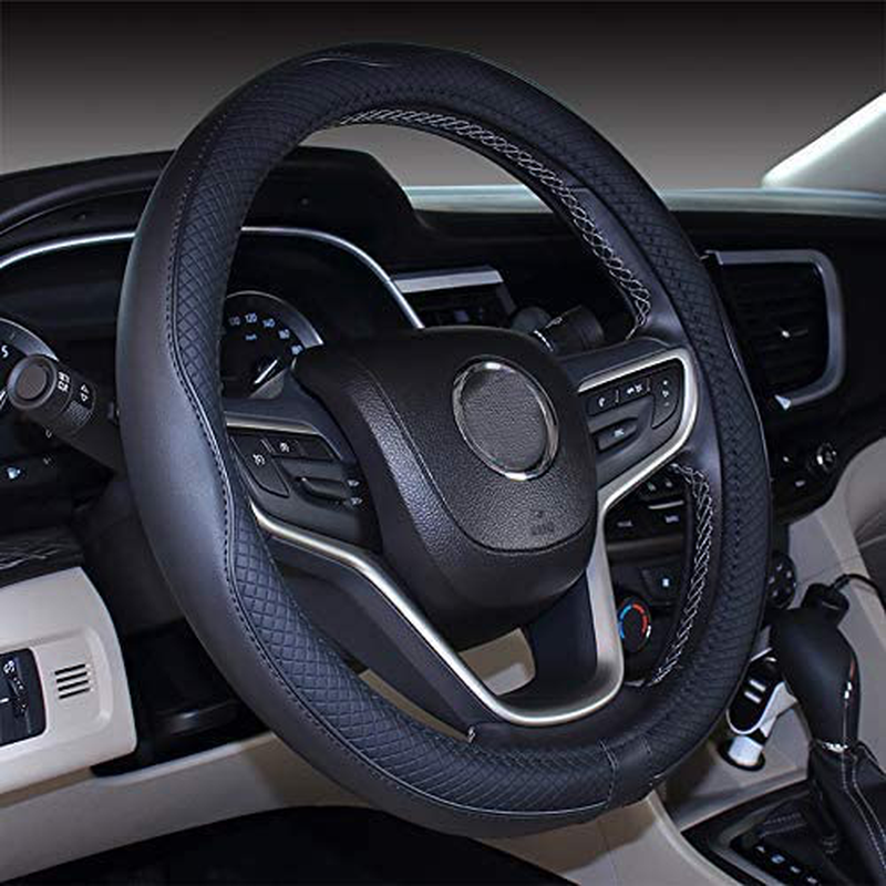 Mayco Bell Microfiber Leather Car Medium Steering wheel Cover (14.5''-15'',Black Dark Blue) Vehicles & Parts > Vehicle Parts & Accessories > Vehicle Maintenance, Care & Decor > Vehicle Decor > Vehicle Steering Wheel Covers Mayco Bell Black 14''-14.25'' 