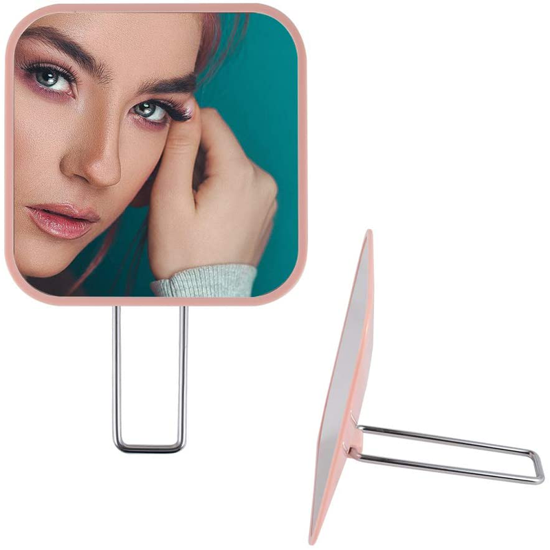 LOTIKO Hand Held Mirror with Handheld Metal Stand, Tabletop Makeup Mirror, Portable Travel for Multi-Hanging Wall Mirror on Bathroom Shower Shaving（Pink） Sporting Goods > Outdoor Recreation > Camping & Hiking > Portable Toilets & Showers LOTIKO Pink  