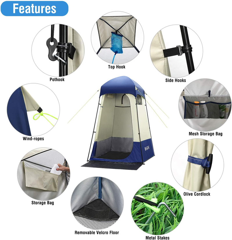 G4Free Large Outdoor Privacy Shower Tent, 7.5FT Portable Camping Easy Set up Deluxe Shelter Tent Dressing Changing Room with Carry Bag, Camp Toilet