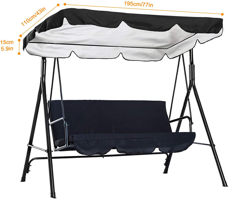 Persever Patio Swing Canopy Replacement Cover, Garden Swing Canopy Top Cover, Swing Chair Awning, Unique Velcro Design Windproof Black 77"x43"x5.9" Home & Garden > Lawn & Garden > Outdoor Living > Porch Swings Persever   