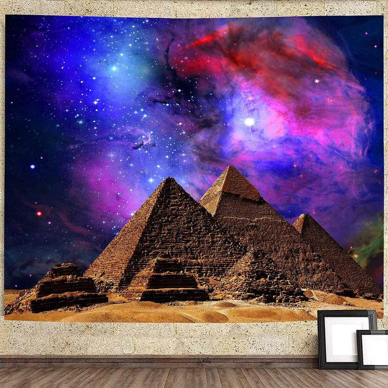 DBLLF Sacred Pyramid Tapestry Egypt Travel Tapestry Starry Sky Tapestry,Queen Size 80"x60" Flannel Art Tapestries,for Living Room Dorm Bedroom Home Decorations DBZY331 Home & Garden > Decor > Seasonal & Holiday Decorations& Garden > Decor > Seasonal & Holiday Decorations DBLLF 100Wx90L  