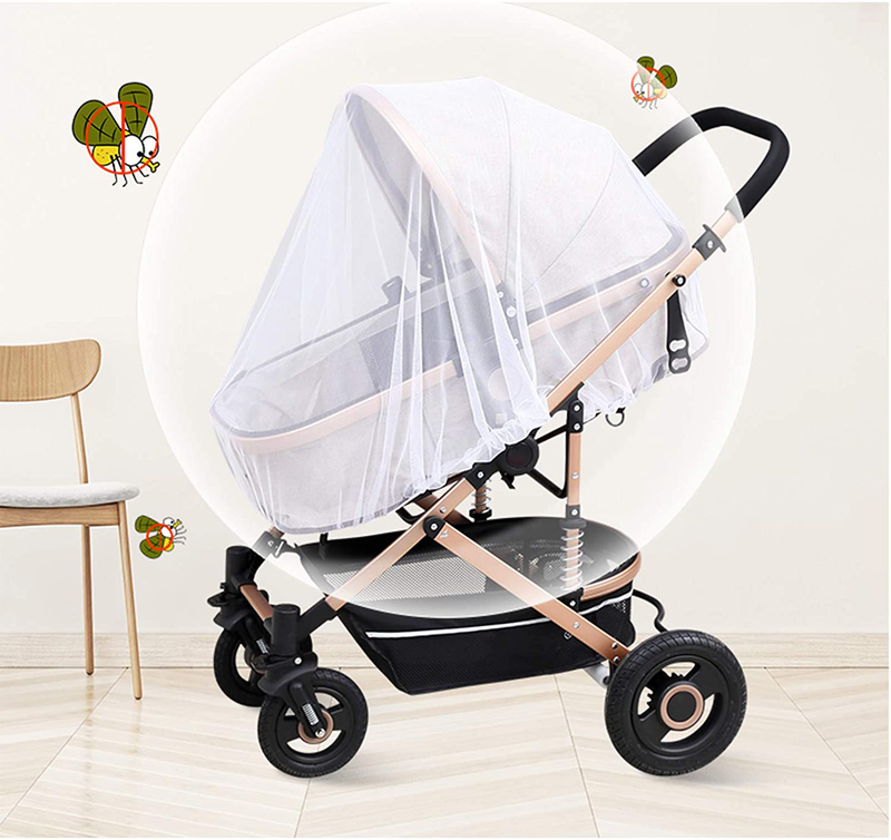 GDOOL 2 Pcs Mosquito Net for Baby Strollers Infant Carriers Car Seats Cradles (White + Blue) Sporting Goods > Outdoor Recreation > Camping & Hiking > Mosquito Nets & Insect Screens GDOOL   