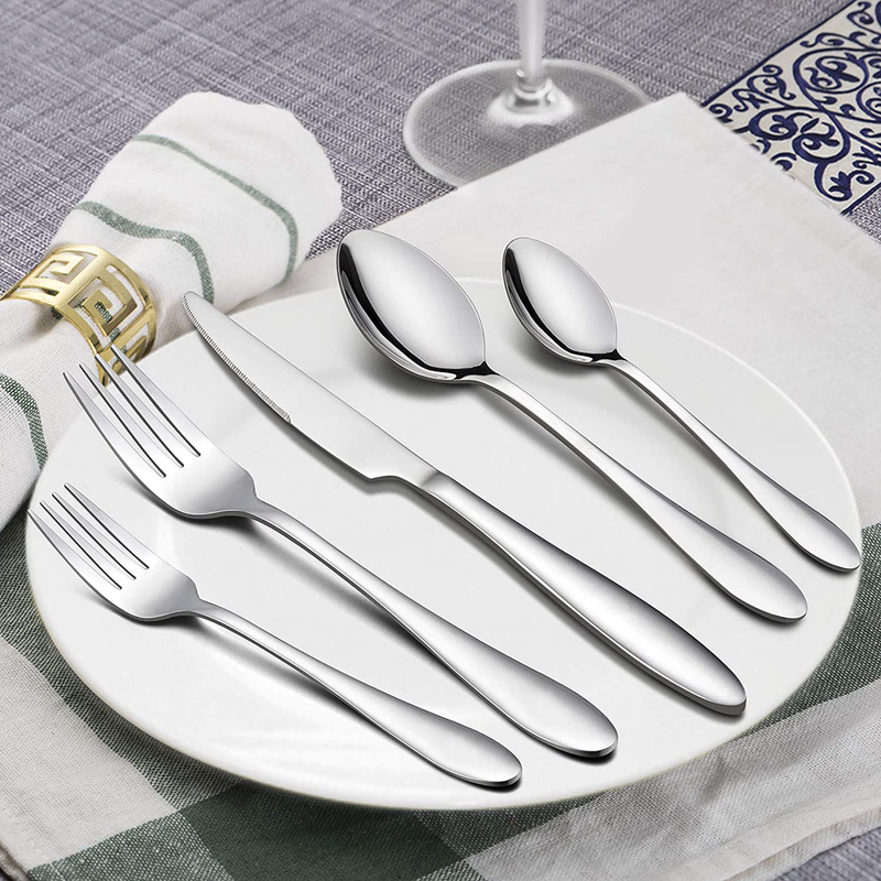LIANYU 60 Piece Silverware Flatware Set for 12, Stainless Steel Home Kitchen Hotel Restaurant Cutlery Set, Eating Utensils, Mirror Finished, Dishwasher Safe