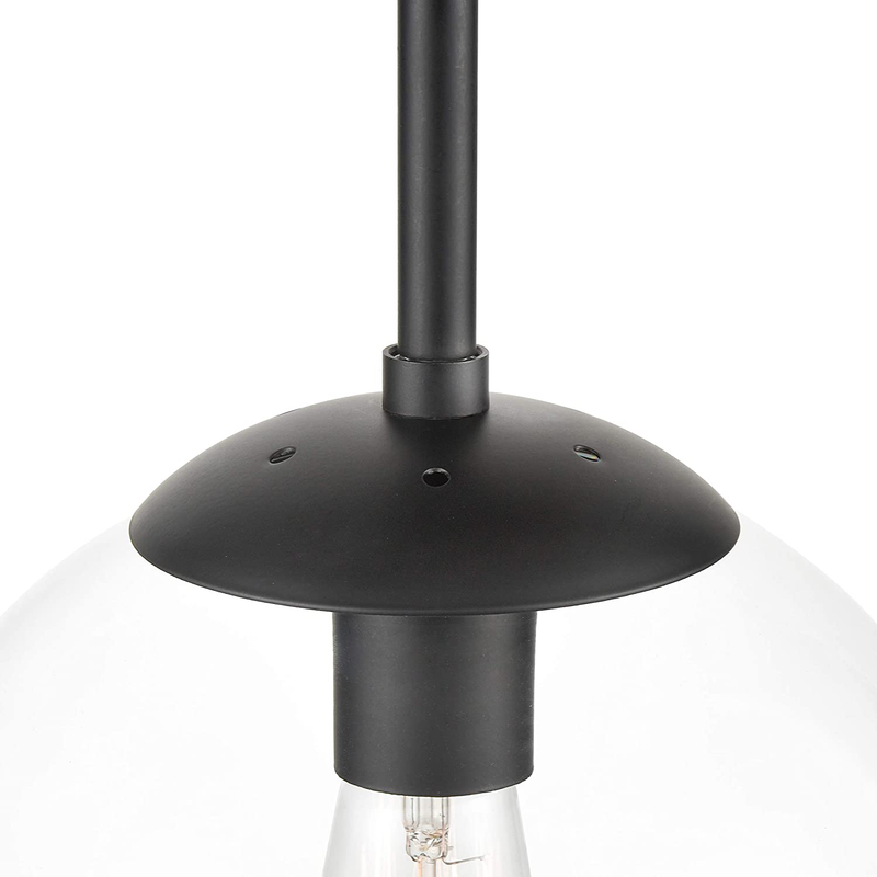 Light Society Zeno Globe Semi Flush Mount Ceiling Light, Clear Glass with Black Finish, Contemporary Mid Century Modern Style Lighting Fixture (LS-C176-BK-CL)