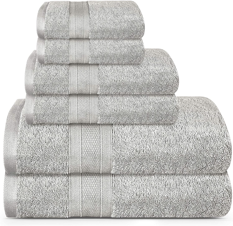 TRIDENT Soft and Plush, 100% Cotton, Highly Absorbent, Bathroom Towels, Super Soft, 6 Piece Towel Set (2 Bath Towels, 2 Hand Towels, 2 Washcloths), 500 GSM, Charcoal Home & Garden > Linens & Bedding > Towels TRIDENT Silver  