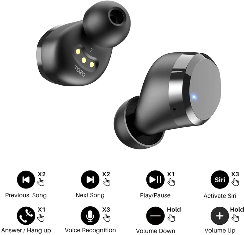 TOZO T12 Wireless Earbuds Bluetooth Headphones Premium Fidelity Sound Quality Wireless Charging Case Digital LED Intelligence Display IPX8 Waterproof Earphones Built-in Mic Headset for Sport Black Electronics > Audio > Audio Components > Headphones & Headsets > Headphones TOZO   