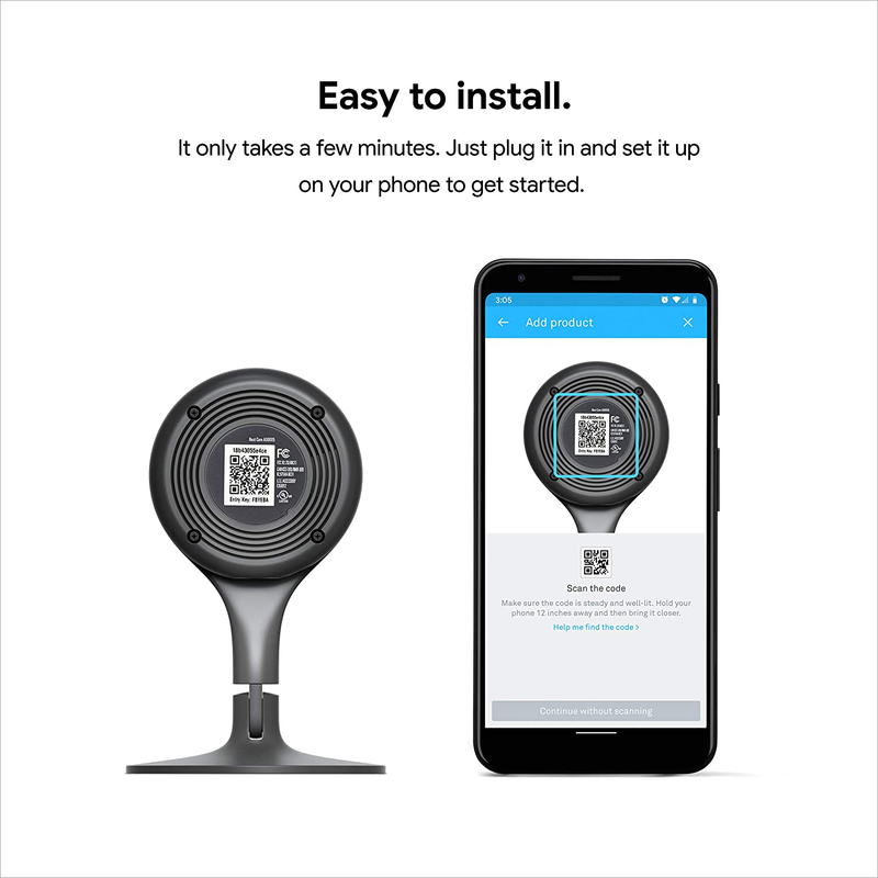 Google Nest Cam Indoor - Wired Indoor Camera for Home Security - Control with Your Phone and Get Mobile Alerts - Surveillance Camera with 24/7 Live Video and Night Vision