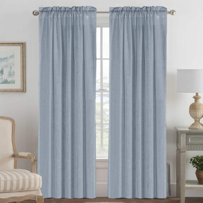 Linen Curtains Light Filtering Privacy Protecting Panels Premium Soft Rich Material Drapes with Rod Pocket, 2-Pack, 52 Wide x 96 inch Long, Natural Home & Garden > Decor > Window Treatments > Curtains & Drapes H.VERSAILTEX Stone Blue 52"W x 96"L 