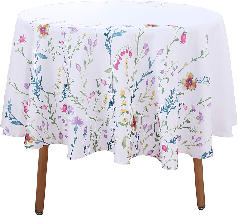 LUSHVIDA Easter Fabric Rectangle Table Cloth 60 X 84 Inch, Polyester Easter Spring Flower Tablecloth, Table Cover Protector for Holiday, Party, Wedding, Birthday, Banquet Decoration Use, Floral Home & Garden > Decor > Seasonal & Holiday Decorations LUSHVIDA Floral 60 Inch 