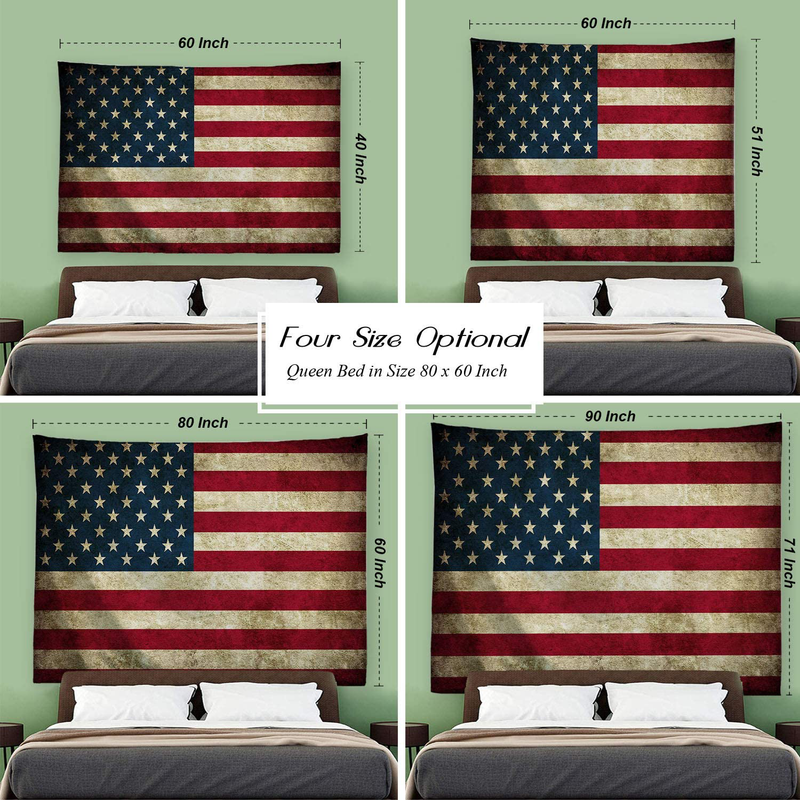 PROCIDA American Flag Tapestry Wall Hanging Vintage Retro Stars and Stripes USA Flag Tapestry Wall Tapestry for Dorm Bedroom Living Room College, Nail Included, 60" W x 40" L, USA Flag Home & Garden > Decor > Artwork > Decorative Tapestries PROCIDA   