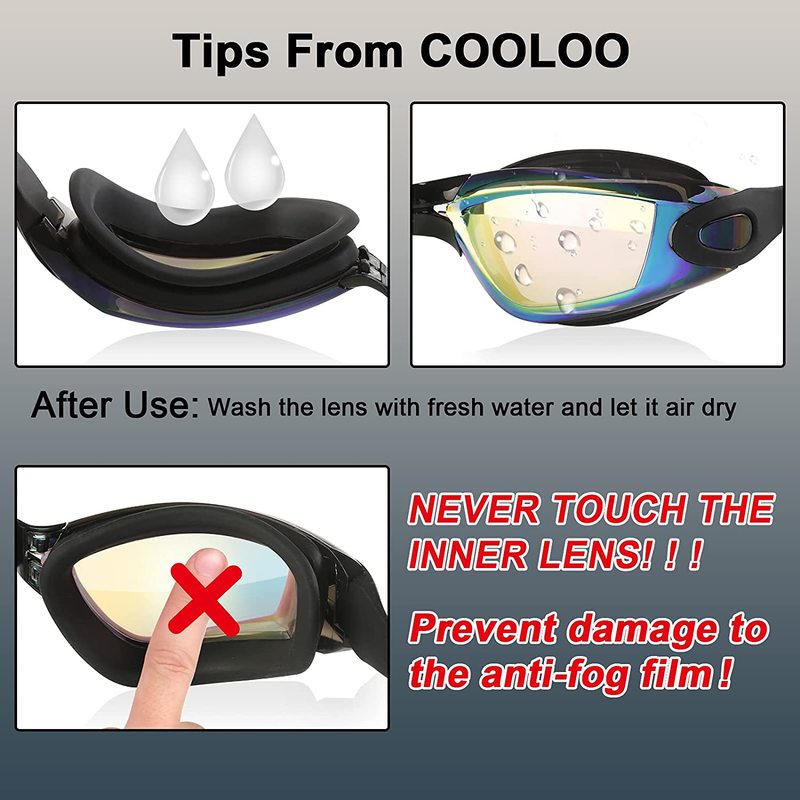 COOLOO Swim Goggles Men, 2 Pack Swimming Goggles for Women Kids Adult Anti-Fog Sporting Goods > Outdoor Recreation > Boating & Water Sports > Swimming > Swim Goggles & Masks COOLOO   