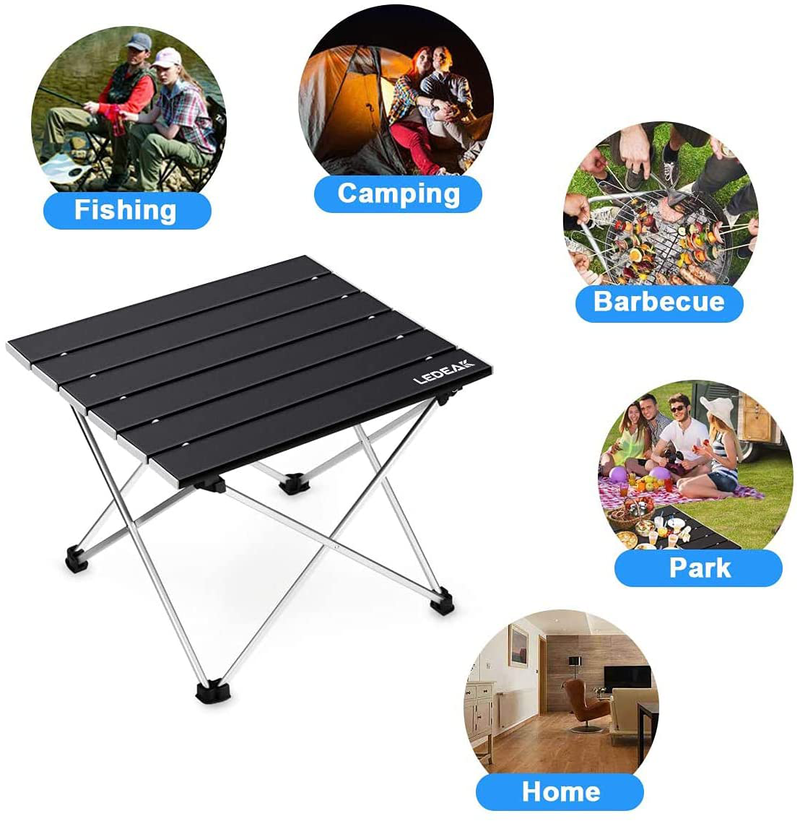 Ledeak Portable Camping Table, Small Ultralight Folding Table with Aluminum Table Top and Carry Bag, Easy to Carry, Perfect for Outdoor, Picnic, BBQ, Cooking, Festival, Beach, Home Use Sporting Goods > Outdoor Recreation > Camping & Hiking > Camp Furniture Ledeak   