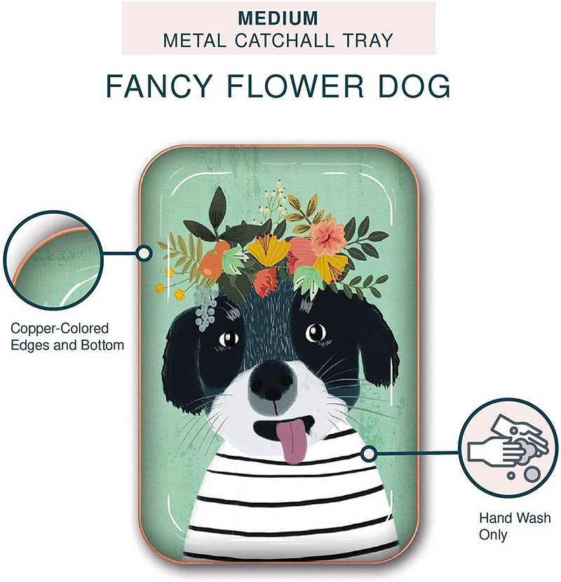 Medium Metal Catchall Tray by Studio Oh! - Mia Charro Fancy Flower Dog - 7" x 4.75" - Dish Tray with Unique Full-Color Artwork - Holds Jewelry, Change, Paperclips & Trinkets Home & Garden > Decor > Decorative Trays Studio Oh!   