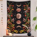 Lifeel Moonlit Garden Tapestry, Moon Phase Surrounded by Vines and Flowers Black Wall Decor Tapestry 36×48 inches Home & Garden > Decor > Artwork > Decorative Tapestries Lifeel Black 36"×48" 