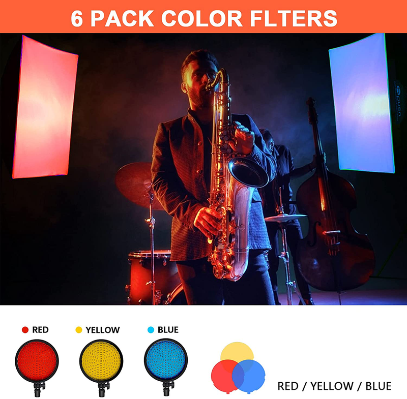 HPUSN LED Softbox Lighting Kit Professional Studio Photography Equipment 24x36 Inch 3200-5600K 48W Dimmable LED Light with Red/Yellow/Blue Filter for Studio Video and Others Photography Cameras & Optics > Photography > Lighting & Studio HPUSN   