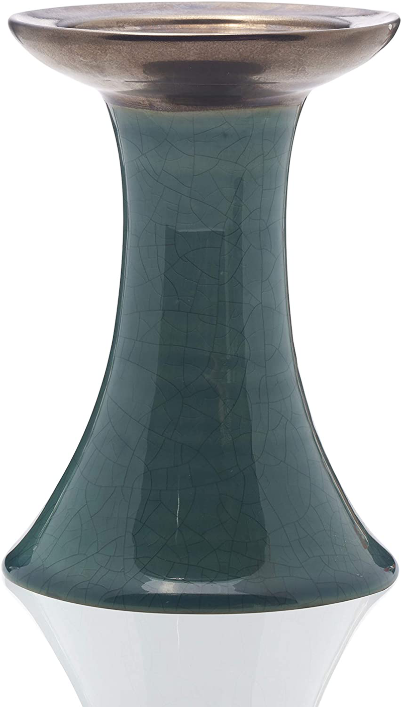 Scott Living Luxe Ceramic Glazed Candle Holder, 11 inch, Teal Home & Garden > Decor > Vases Scott Living Teal 6 inch 