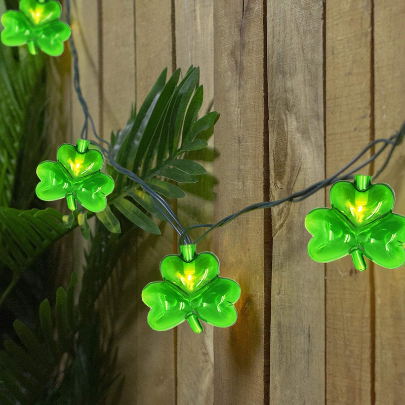 Shamrock String Lights St Patrick'S Day Decorations with 10 LED 3D Green Clover 8.5Ft String Lights Waterproof St Patricks Day, UL Listed for Party Bar Home Garden Decor, Indoor & Outdoor Use