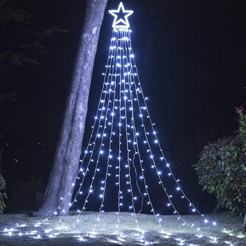 Christmas Decorations Outdoor Lights,16.4 ft 320 LED Star Christmas Tree Lights,8 Memory Lighting Modes&Timer Christmas Star Lights for Yard,Wedding,Party,Christmas Decorations (Multicolor) Home & Garden > Decor > Seasonal & Holiday Decorations& Garden > Decor > Seasonal & Holiday Decorations DINGFU White  