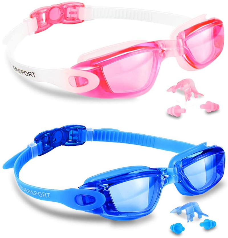 EverSport Swim Goggles Pack of 2 Swimming Goggles Anti Fog for Adult Men Women Youth Kids Sporting Goods > Outdoor Recreation > Boating & Water Sports > Swimming > Swim Goggles & Masks EverSport Blue & Pink  