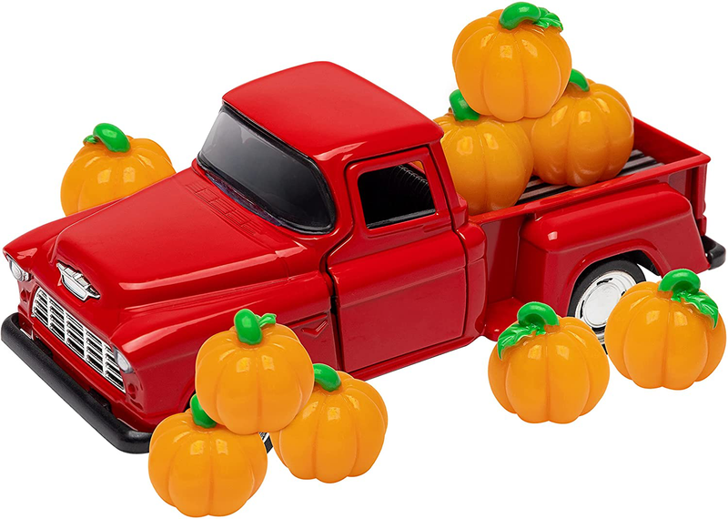 Halloween Mini Farm Truck Decoration Faux Pumpkins Fall Home Decor Red Pullback Truck Car Model Vintage Pickup Metal Decor Set Cast Collectible Autumn Toy Truck for Tiered Tray Bookshelf Table Decors Arts & Entertainment > Party & Celebration > Party Supplies 2ooya Default Title  