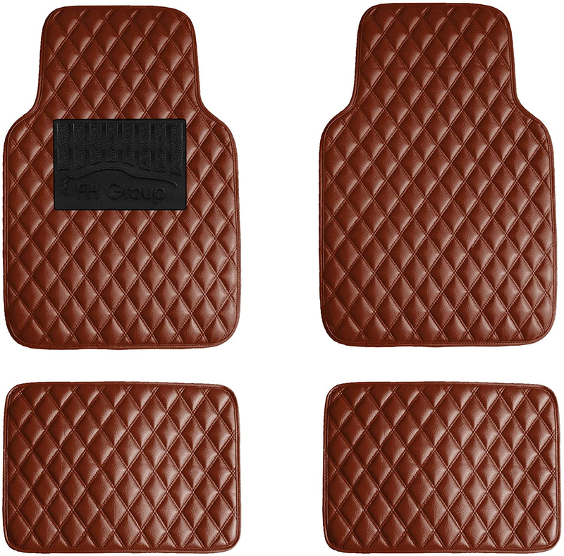 FH Group Premium Carpet Floor Mats with Heel Pad, Diamond Pattern (F12002BLACK) Vehicles & Parts > Vehicle Parts & Accessories > Motor Vehicle Parts > Motor Vehicle Seating FH Group Brown  