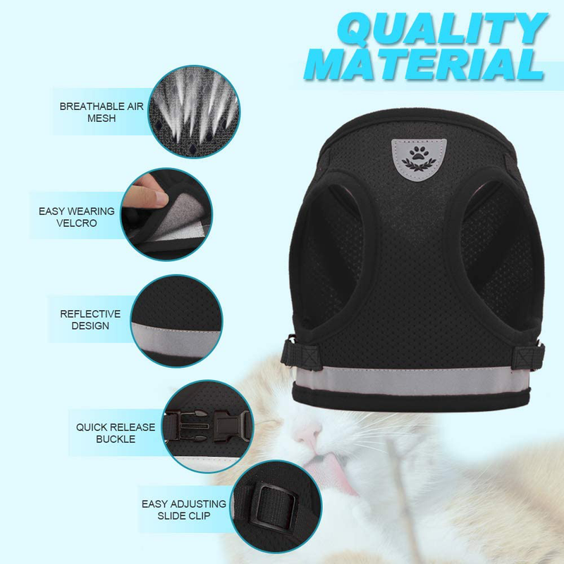 Supet Cat Harness and Leash Set for Walking Cat and Small Dog Harness Soft Mesh Puppy Harness Adjustable Cat Vest Harness with Reflective Strap Comfort Fit for Pet Kitten Puppy Rabbit Animals & Pet Supplies > Pet Supplies > Cat Supplies > Cat Apparel Supet   