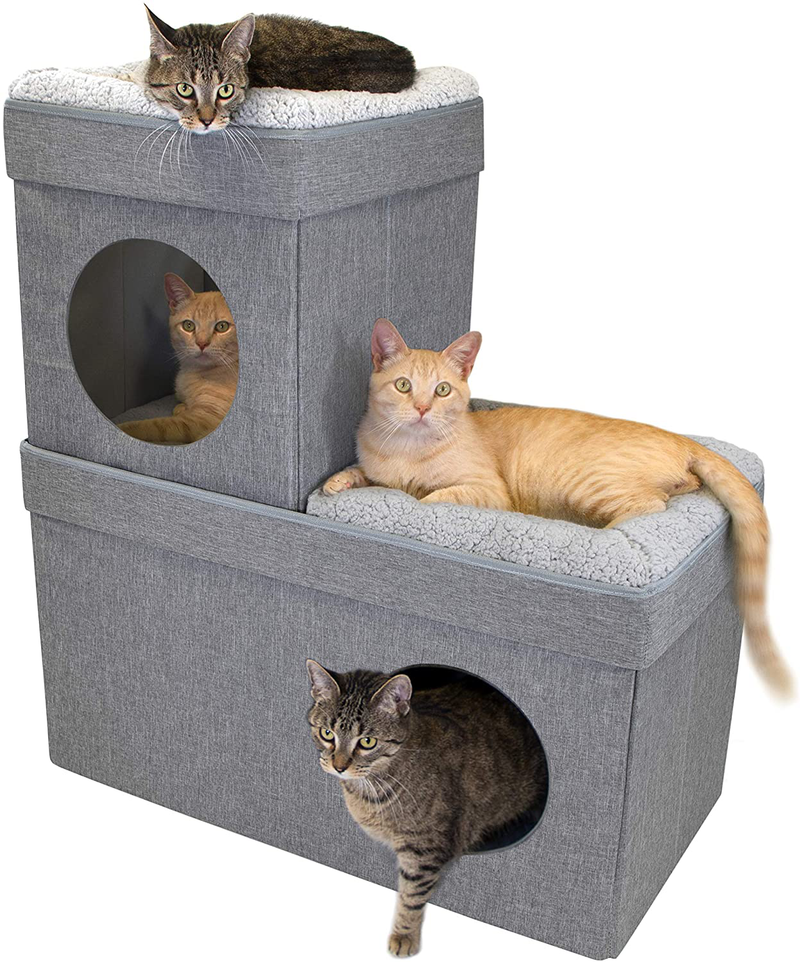 Kitty City Large Stackable Tan Cat Condo, Cat Cube, Cat House, Pop up Bed, Cat Ottoman Animals & Pet Supplies > Pet Supplies > Cat Supplies > Cat Beds Kitty City Gray  