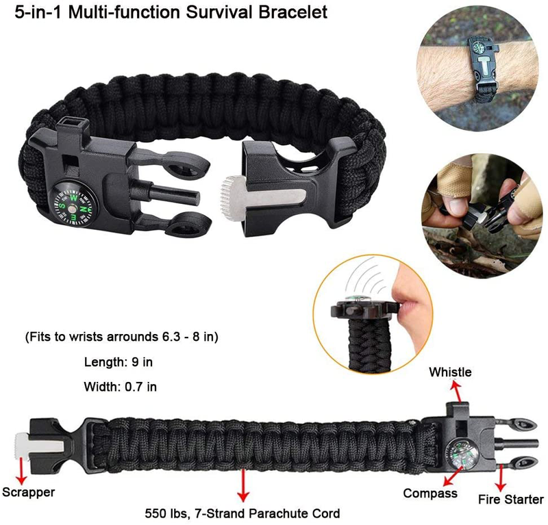 Gifts for Men Husband Dad Friend, Emergency Survival Kit 16 in 1, Upgrade Compact Survival Gear, Cool EDC Survival Tool for Cars, Camping, Hiking, Hunting, Fishing, Adventure Accessorie