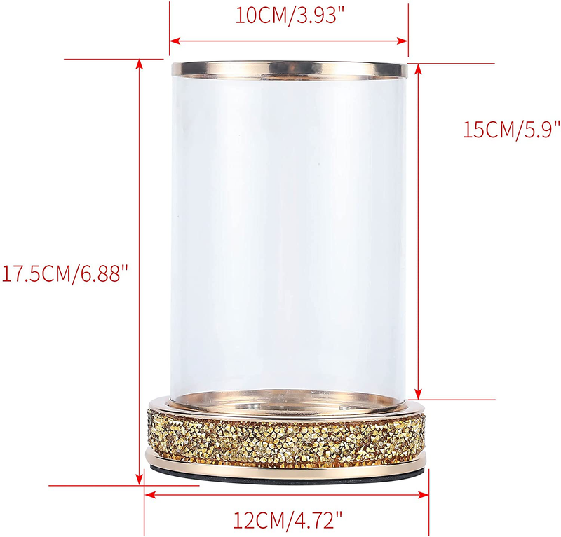 Pillar Candle Holders,Candlesticks Holder with Glass Hurricane Lid,Metal Candle Holder for Coffee Dining Table, Wedding, Christmas, Halloween, Home Decoration 2 Pieces a Set Gold YL001G Home & Garden > Decor > Home Fragrance Accessories > Candle Holders Hanjue   