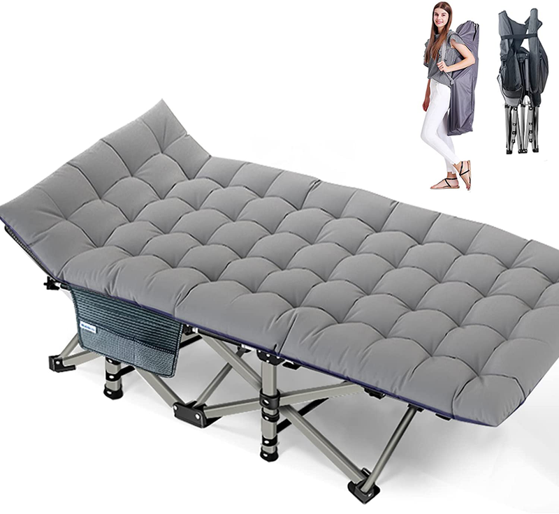 Lilypelle Folding Camping Cot, Double Layer Oxford Strong Heavy Duty Sleeping Cots with Carry Bag, Portable Travel Camp Cots for Home/Office Nap and Beach Vacation Sporting Goods > Outdoor Recreation > Camping & Hiking > Camp Furniture LILYPELLE Gray Blue 75"L x 28"W 