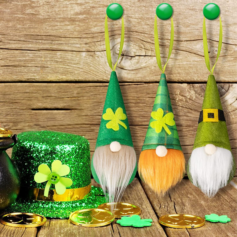 St. Patricks Day Decorations Tree Ornaments Set - 6 Pack Handmade Green Irish Gnomes Ornaments Leprechaun Dolls for Spring Irish Saint Patricks Day Home Party Hanging Decorations Arts & Entertainment > Party & Celebration > Party Supplies OuMuaMua   