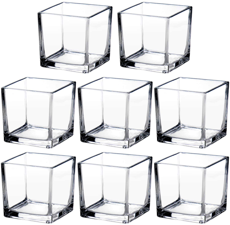 Square Glass Vase Clear Flower Decorative Centerpiece for Home or Wedding, Candle Holder, 3" x 3", Set of 6 Home & Garden > Decor > Vases plant 2.5" 8PCS  